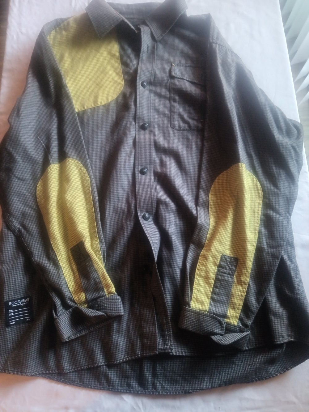 Rocawear Men's Gray Shirt with Yellow Patch Accents